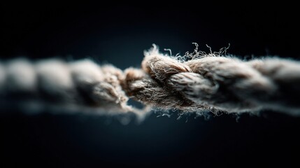 Close-up shot of a textured rope, showcasing its intricate details against a dark backdrop.