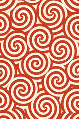 Captivating seamless design. The vibrant and playful red and white spirals swirl and create a sense of energy and movement.