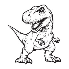 Fototapeta premium T-Rex (Tyrannosaurus Rex) silhouette logo icon design hand drawn dinosaur line art black and white