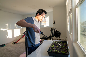 watering microgreens