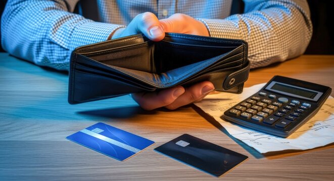 Empty Wallet and Financial Stress: A Concept Illustrating Debt, Bankruptcy, and Economic Hardship