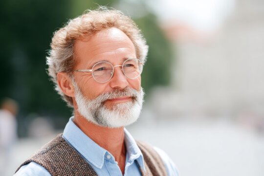 Caucasian senior man portrait outdoors