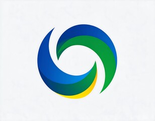 Abstract circular logo design with swirling shapes and gradient colors