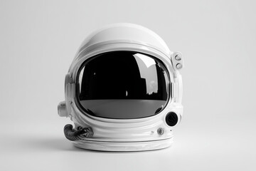 Futuristic astronaut helmet displayed on a clean surface highlights space exploration technology and design innovation Generative AI