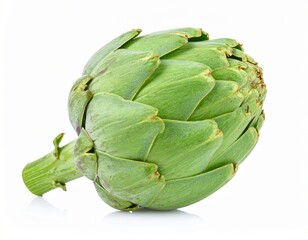 Obraz premium Fresh Green Artichoke on White Background