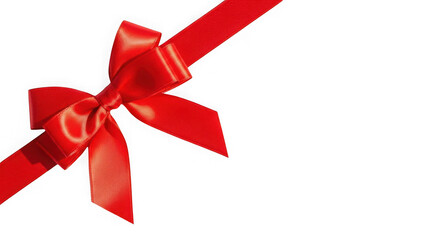 Elegant red satin ribbon bow tied on a black background