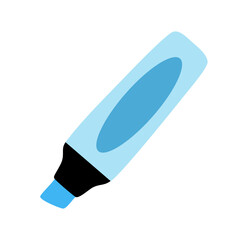 Vector illustration of a blue and gray highlighter pen isolated on white background.