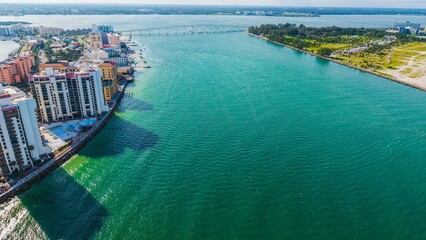 Clearwater Pass separates Clearwater Beach (left), with Sand Key and the Sand Key bridge links them both.