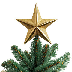 Festive Tree Topper with Glitter Star Isolated Transparent