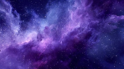 Fototapeta premium Purple and Blue Nebula Galaxy Background with Stars, Cosmic Space Visuals for Backgrounds and Designs