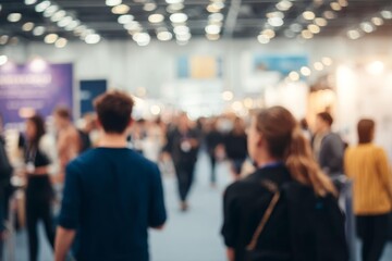 Blurred Crowd at a Trade Show Hallway