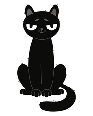 Cute Black Cat. Funny Pet. Vector illustration. Not AI