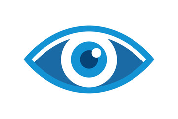 Obraz premium Blue human eye vector icon, a beautiful sign of vision and sight with an iris and pupil