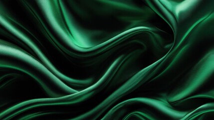 Obraz premium A 4K photo of rich dark green silk satin features shiny surface wavy folds ideal elegant backgrounds desi.