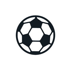 Simple black and white soccer ball icon on a white background