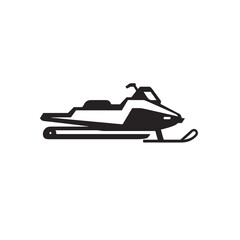 Sleek Black and White Snowmobile Graphic Illustration, Perfect for Winter