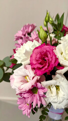 Vibrant pink and white flower bouquet