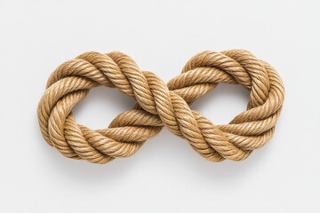 Obraz premium A close-up view of a light brown rope coiled into an infinity symbol.