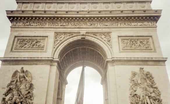35mm film view of the Arc de Triomphe in Paris, France