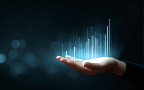 Hand Presenting Digital Growth Chart