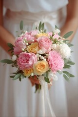 Obraz premium Beautiful Wedding Bouquet Held by a Woman