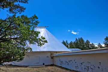 Telescope enclosures are scattered across the ridgeline at 9200 ft., Sunspot Solar Observatory is home to gorgeous vistas, historical landmarks, and one of the largest active solar telescopes.