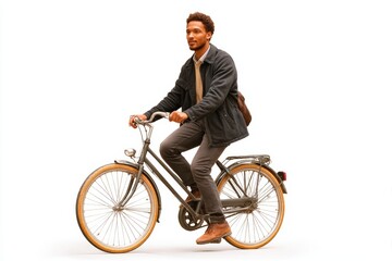 Fototapeta premium African American Man Riding a Vintage Bicycle