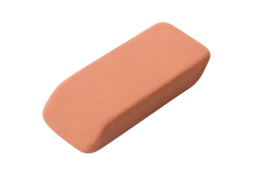 Pink rectangular eraser on transparent background for easy editing