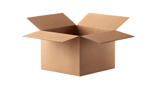 Open Cardboard Box, isolated on transparent background