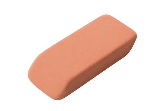 Pink rectangular eraser on transparent background for easy editing