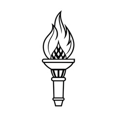 classical fire torch vector artwork on white background 