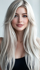Naklejka premium Stunning Copper Red Hair with Long Layers and Curtain Bangs