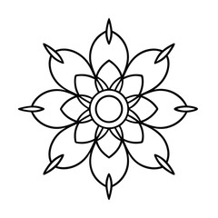 decorative flower circle line art on white background 