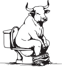 Bull on a Toilet