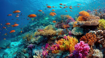 A wooden table is prominently displayed in the foreground with a lively city skyline behind it. The scene captures a sunny park filled with greenery, creating a serene atmosphere.