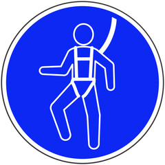 Panneau Obligation du Port du Harnais, Signalisation Circulaire pour la Sécurité en Hauteur et la Prévention des Chutes