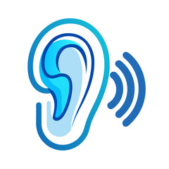 Human Ear with Sound Waves Vector Illustration for Hearing Awareness