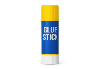 Blue and yellow glue stick on transparent background