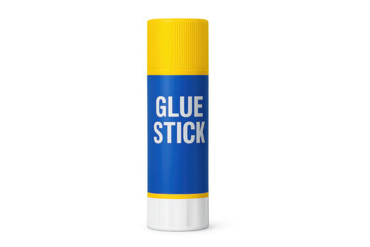 Blue and yellow glue stick on transparent background