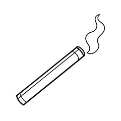simple outline of a cigarette with smoke on white background 