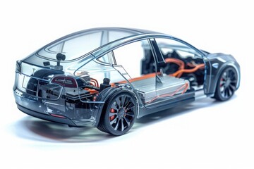 Electric car charging system isolated on white