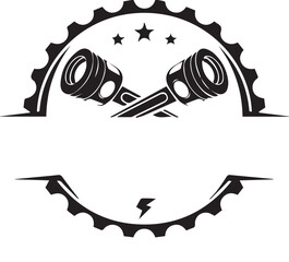Automotive Pistons and Gear Badge