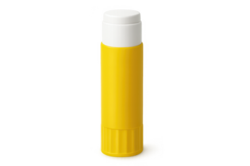 Yellow glue stick on transparent background ready for crafting and school projects