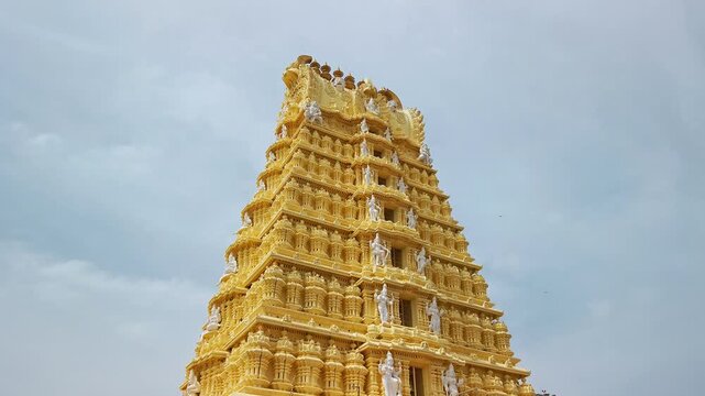 Architecture of Sri Chamundeshwari Temple, located on Chamundi Hills near Mysore, India.
