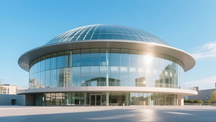 Obraz premium Modern Glass Dome Building with Large Transparent Windows