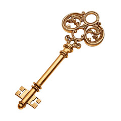 Elegant Gold Key with Detailed Handle Clipart PNG
