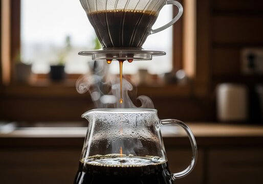 An authentic close-up of the specialty coffee brewing process