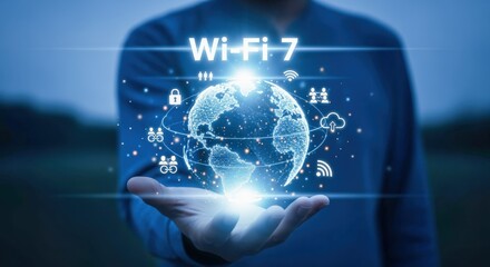 Global Connectivity via Advanced Technology: A Person Presenting Network Concept with Digital Globe on Hand