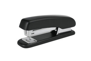 Black stapler on transparent background for office supplies imagery