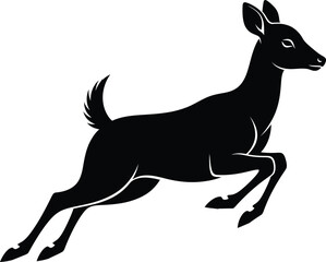 Fototapeta premium Graceful leaping deer in a black silhouette
